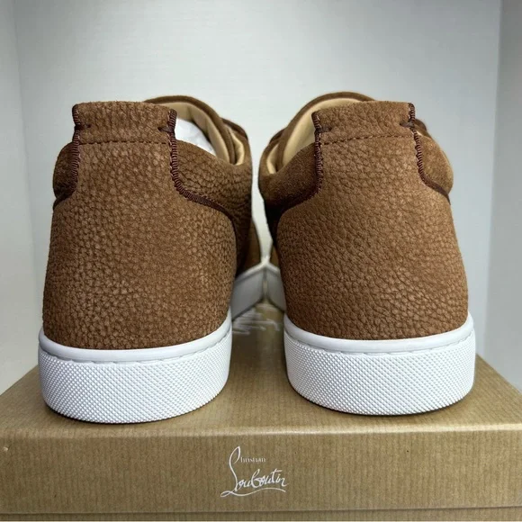 CHRISTIAN LOUBOUTIN RANTULOW ORLATO SNEAKERS BROWN GRAINED SUEDE SZ 44/11 NEW